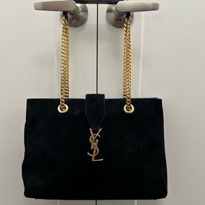 YSL Black Suede Tote with Chain Handles (authentic)